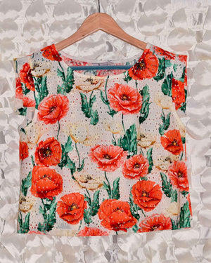 Embroidered Red Flower Top - SOLD OUT